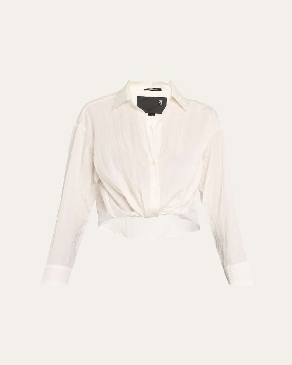 Long-Sleeve Twist-Front Shirt